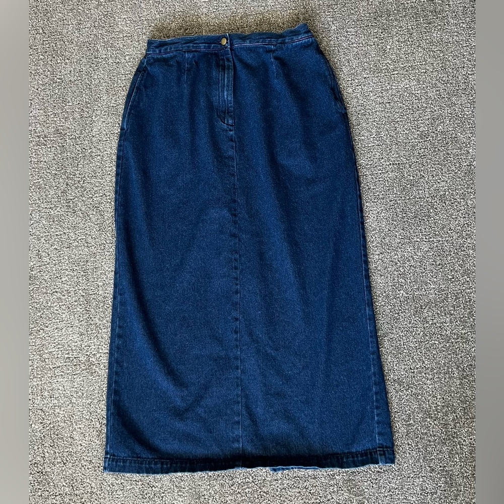 Vintage 90s Bechamel High Waist Dark Wash Denim Maxi Skirt Women’s Size Medium
